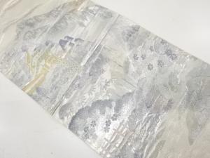 アンティーク　遠山に城・樹木模様織り出し袋帯（材料）